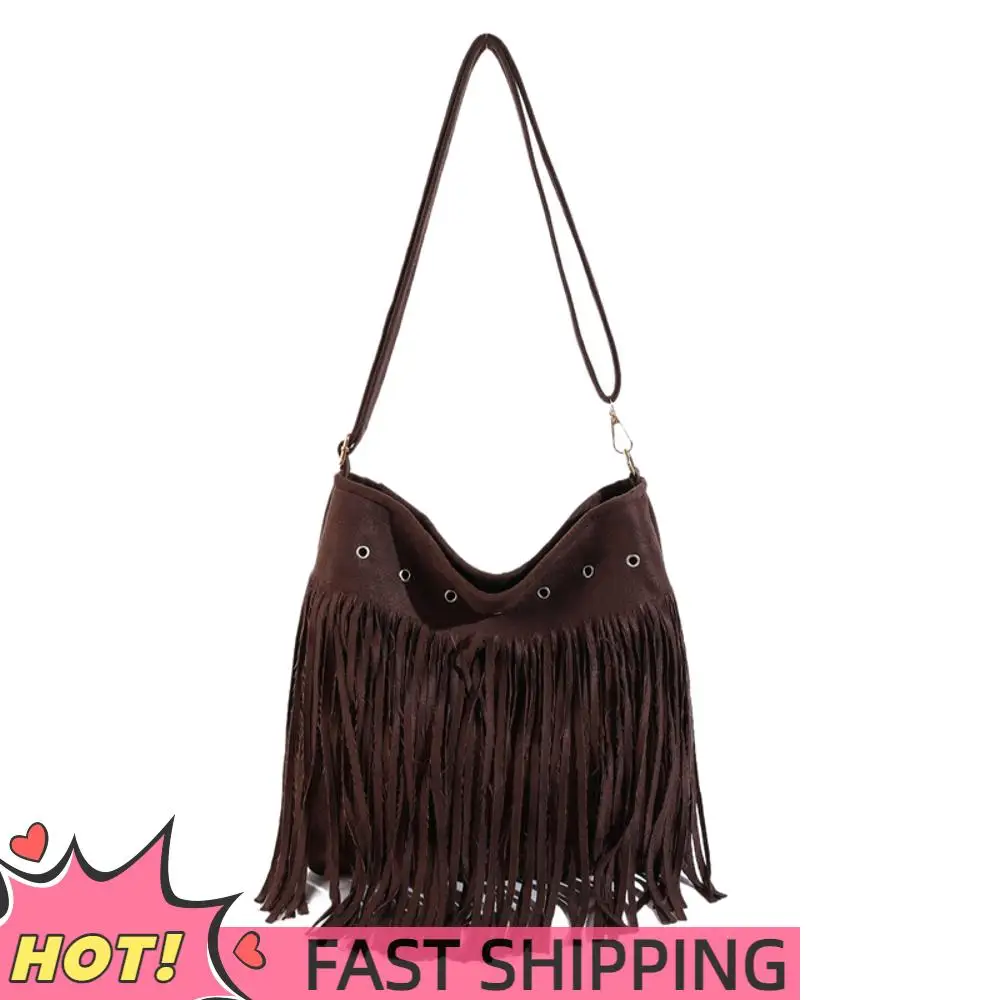 

Women Tassel Shoulder Bag Large Capacity Suede Leather Retro Crossbody Bag Adjustable Strap Tassel Sling Bag Western Cowgirl Bag