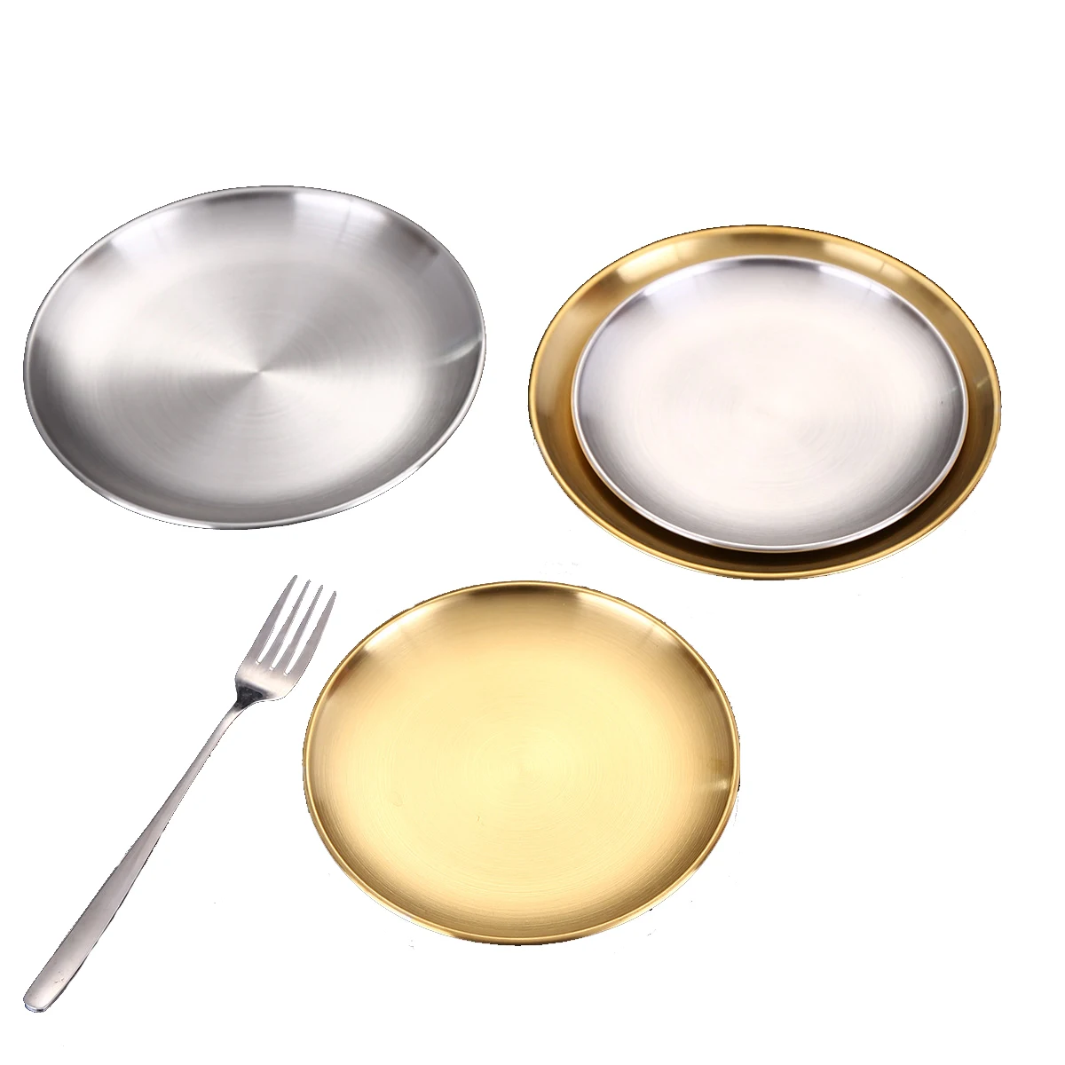 

Outdoor Camping Plate Stainless Steel Tableware Dinner Food Container Dishes Picnic Cookware Utensils Kitchenware