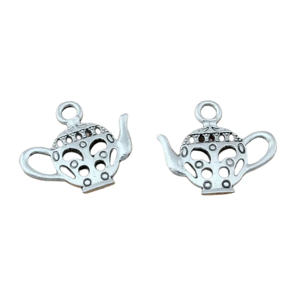 150Pcs Alloy Double-Sided PatternTeapot Charm Pendants For Jewelry Making Findings 18x16mm  A-141