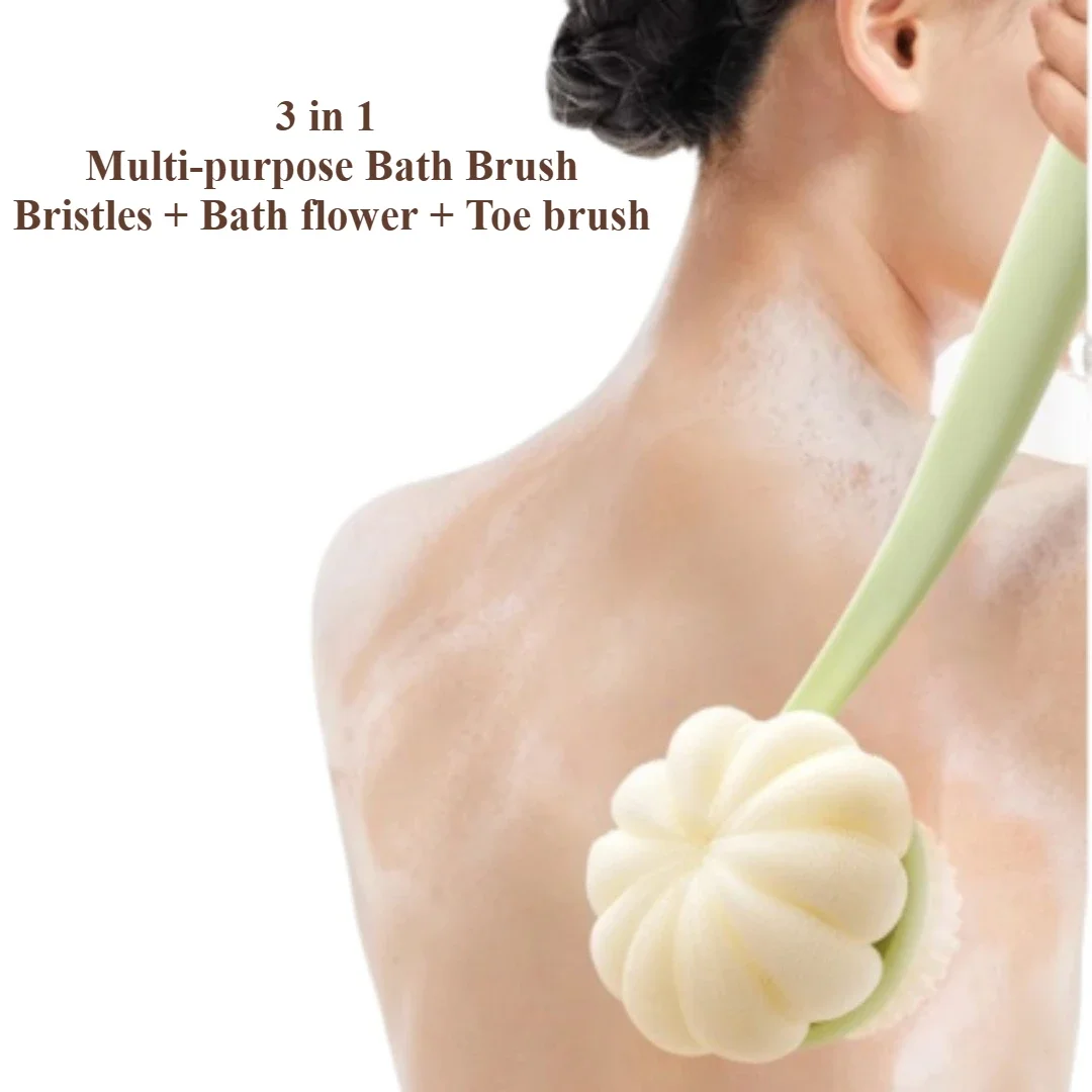 3 في 1 فرشاة تنظيف الظهر الناعمة حمام دش فرشاة تنظيف الجسم مع مقبض التقشير فرك العناية بالجسم مدلك حمام المورد #1