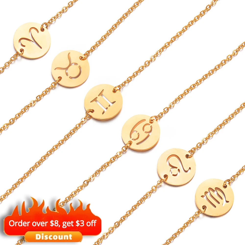 Scorpio 12 costellazioni braccialetto per le donne braccialetti in acciaio inossidabile Color oro amuleto segni zodiacali gioielli regalo pulsera 2023