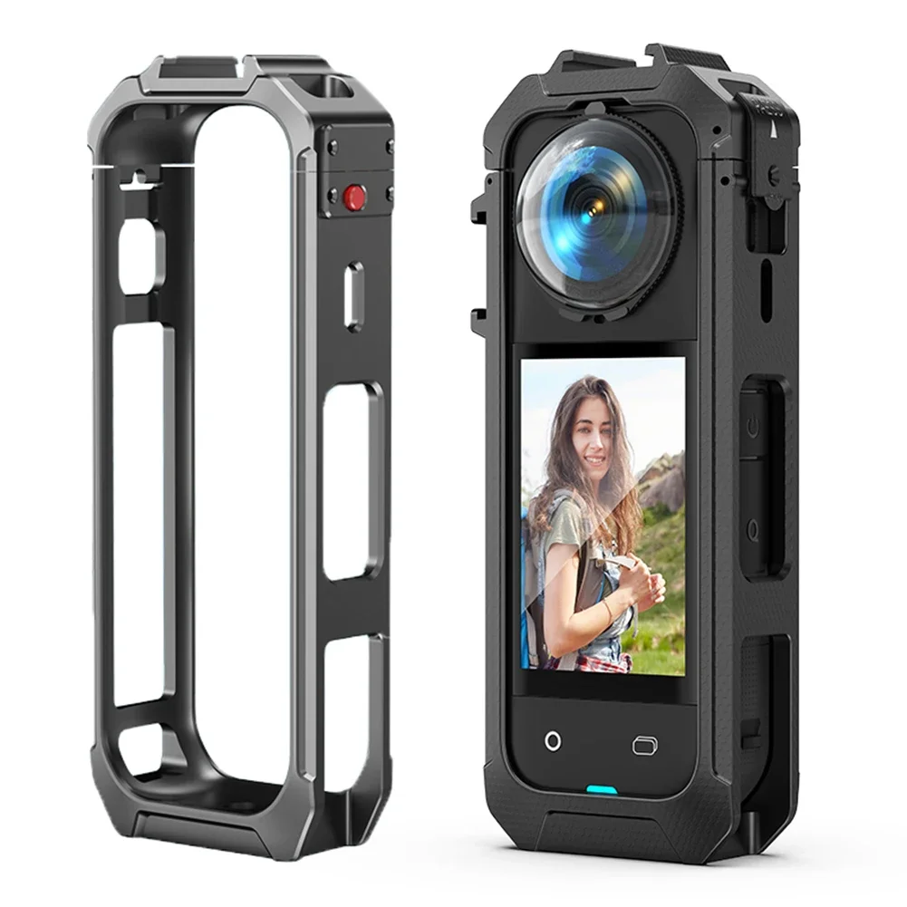 PC Camera Cage Magnetic Quick Release Expansion Bracket with Cold Shoe Mount Housing Case for Insta360 X5 Camera Accessories