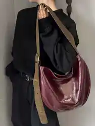 Autumn Winter Fashion Velvet Wide Shoulder Strap Crossbody Bag Women Retro Large Capacity One Shoulder Bag Lazy Style Tote Bag