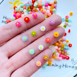 Mini cabochons en résine à dos plat, mélange de fleurs mignonnes, scrapbooking, bijoux à bricoler soi-même, artisanat, accessoires de décoration, 6mm, 100 pièces, nouveau, J56