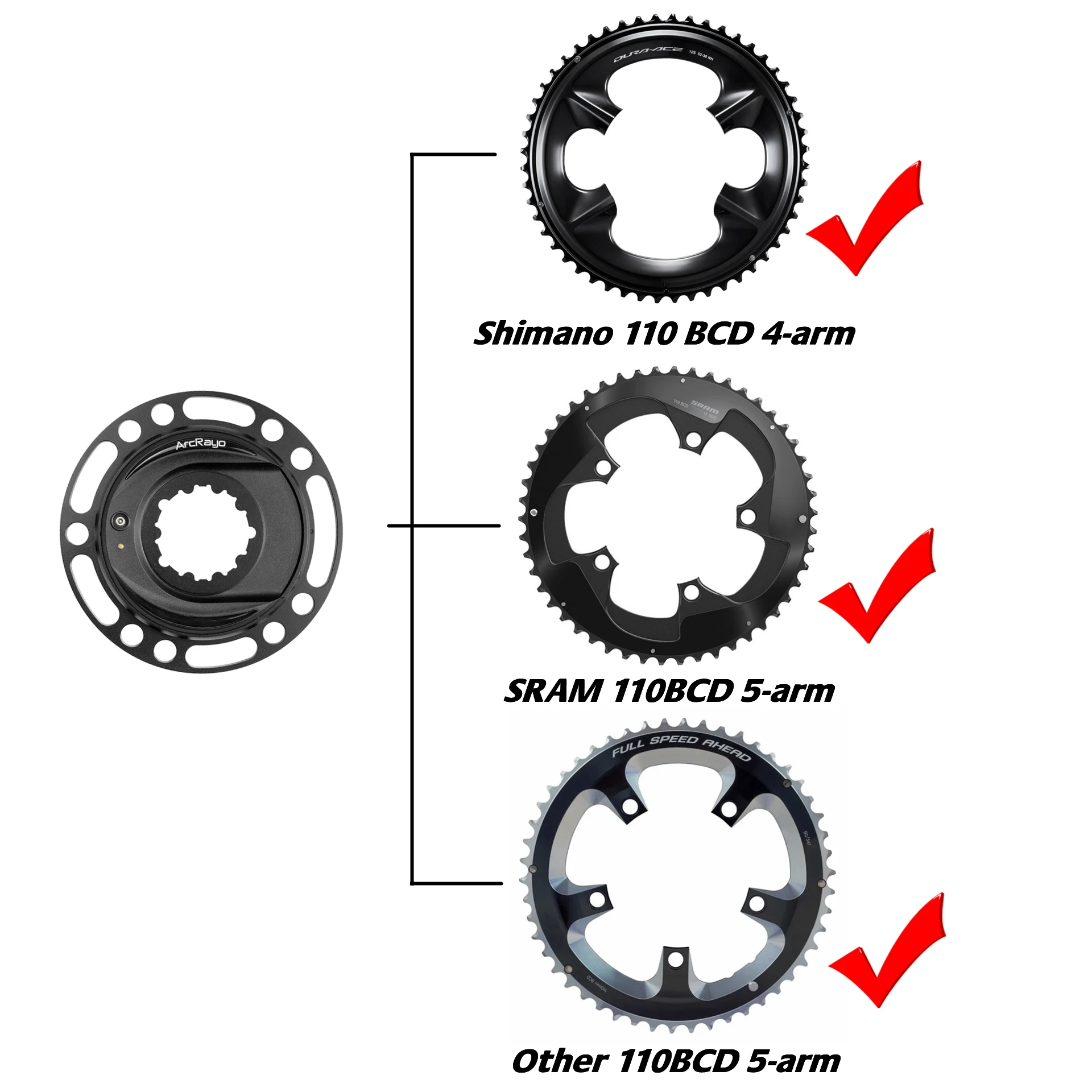 ZRACE RX2 Power Meter Crank, zeer nauwkeurige volledige CNC, DUB trapas, Power Crank, compatibel met zowel 110 BCD 4-arm / 5-arm