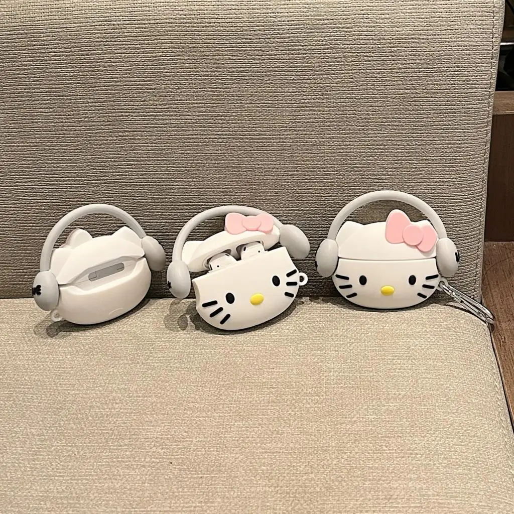 

New Fashion Hello Kitty 3D headset Case For Airpods 3rd Pro 2 Soft TPU Earphone Cover Case For Airpods 1/2 Case For Girls/Women