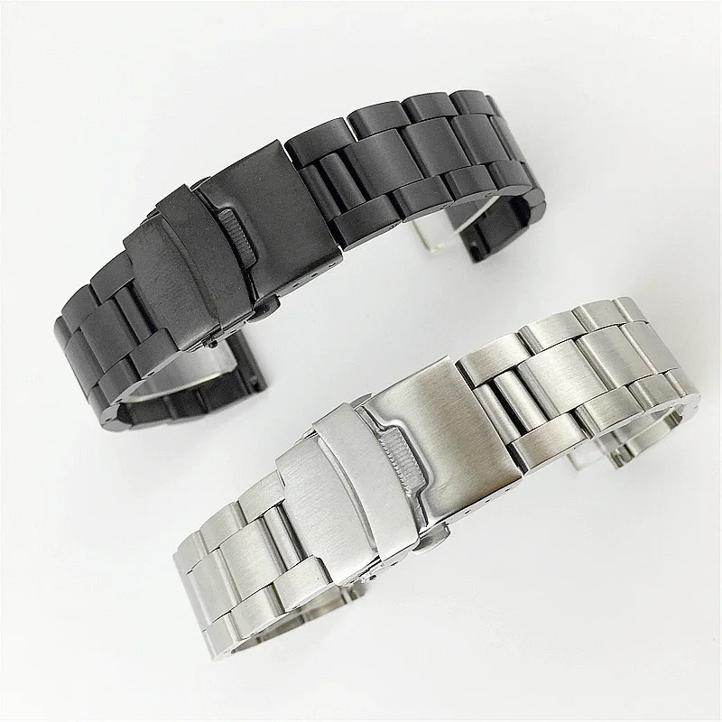 Tali jam tangan baja tahan karat padat tali Matte 18mm 20mm 22mm 24mm 26mm gelang Universal untuk Jam Seiko gelang sabuk