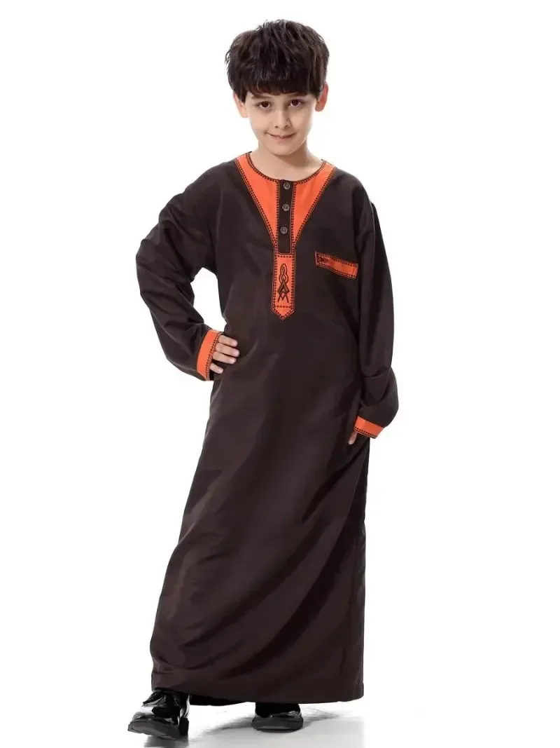 Ramadán islámico niños Dubai Arabia Jubba Thobe Thawb ropa musulmana Kaftan Abaya niños Eid batas niños árabe vestido de Oriente Medio