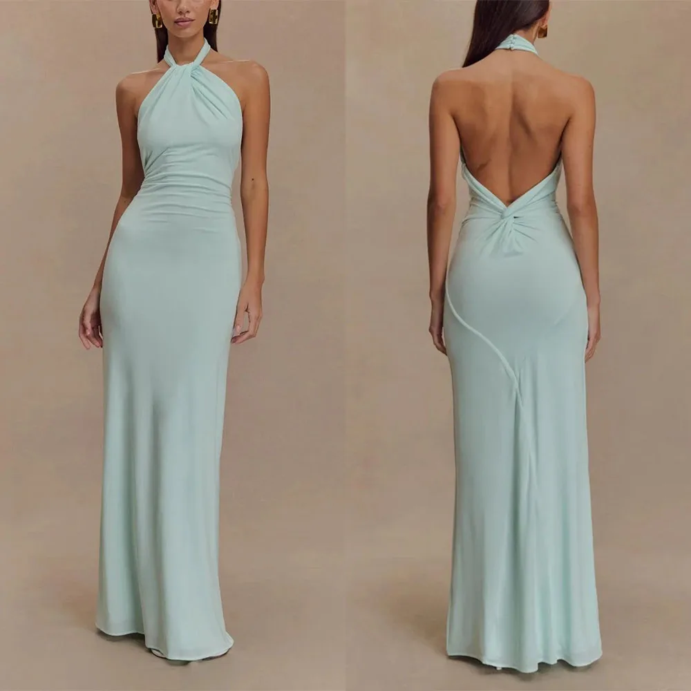 High Quality Customized Halter Luxury Evening Dresses 2026 Dubai Abendkleid Kosovo فساتين افراح وسهرة Robes De Soirée Mariage