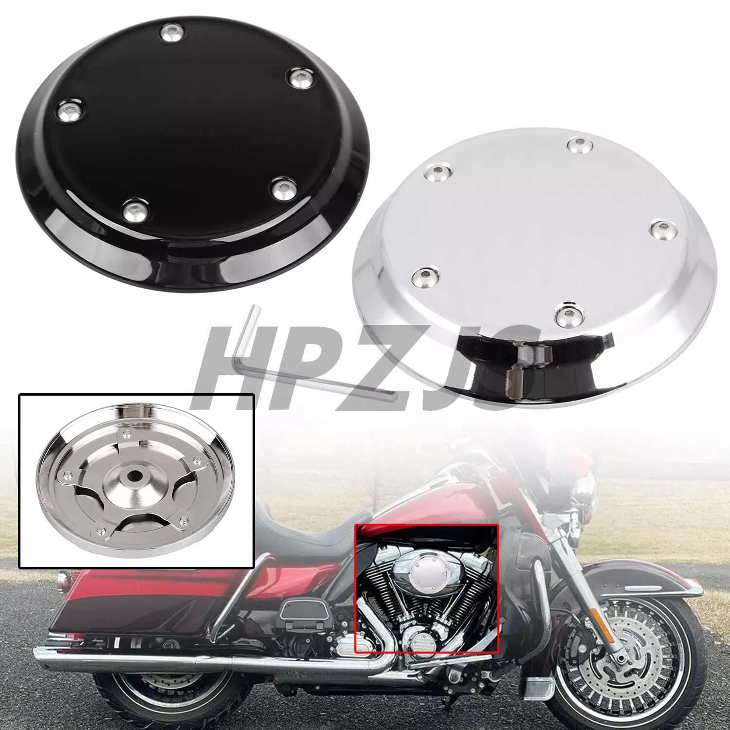 

For Harley Motorcycle Twin Cam Dyna Softail Touring Electra Street Tri Glide Road King 1999-2015 5-Bolt Air Cleaner Insert Cover