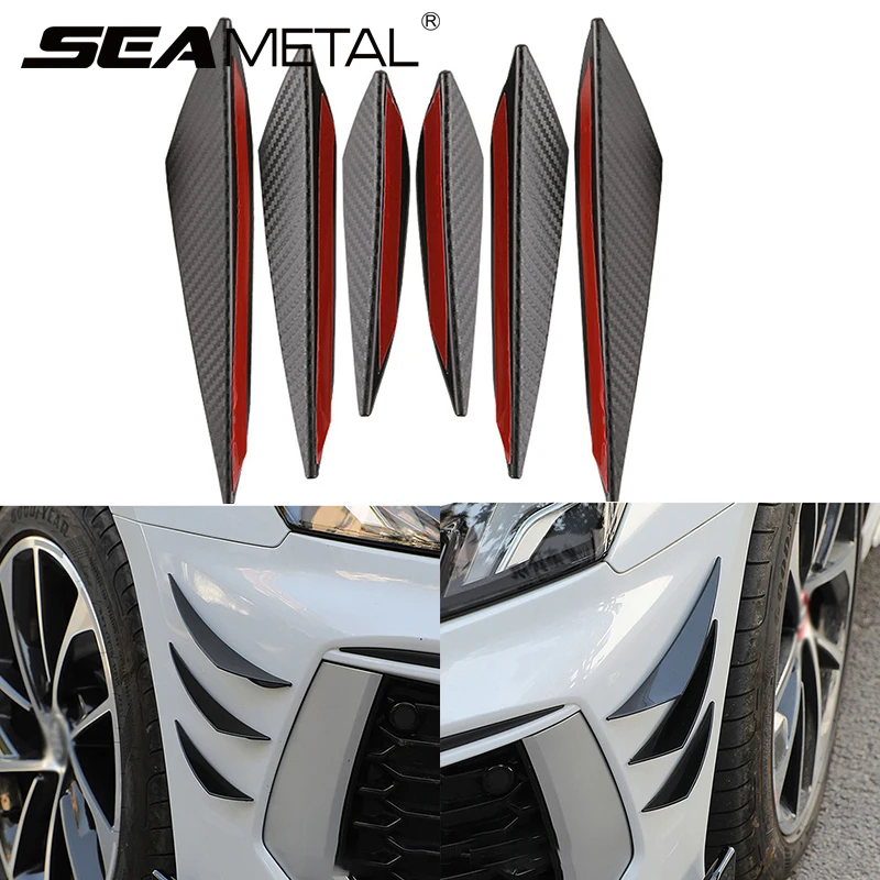 SEAMETAL 6 sztuk/zestaw uniwersalny przedni zderzak wargi dyfuzor Splitter płetwy Spoiler nadwozia Tuning samochodów Canards Valence Chin dekoracja samochodu