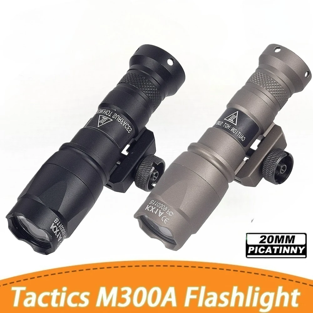 

400 LM Tactical M300A Gun Light AR15 Rifle Scout Light LED Flashlight with Pressure Switch Fit 20mm Rail for Outdoor Hunting