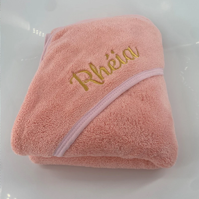 Personalized Embroidery Baby Cape Custom Name Children\'s Bath Towel Cloak Quick-Drying Coral Velvet Robe Cape Darling Hooded