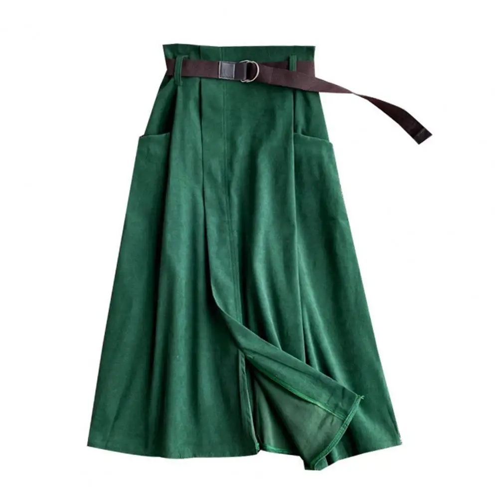 Vrouwen Rok Riem Comfy Casual Rok Lady A-lijn Werk Lange Rok Vrouwelijke Kantoor