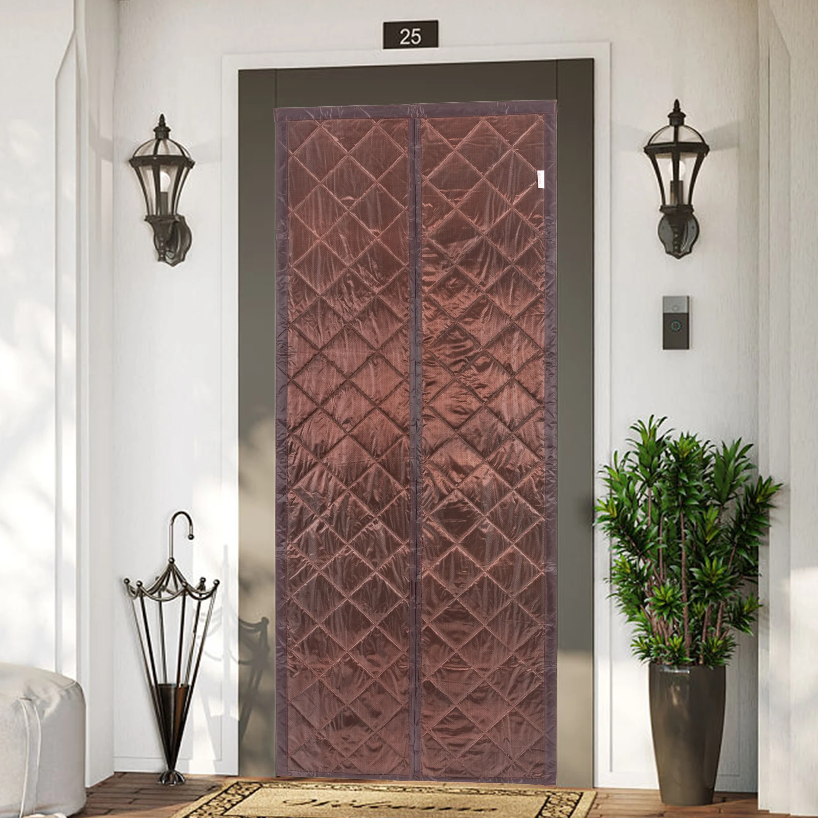 0.85x2.05 ม. ม่านประตูฉนวนความร้อนม่านบังแสงแม่เหล็กกลางเปิดม่านประตูสำหรับประตูขนาด 32-80 นิ้ว