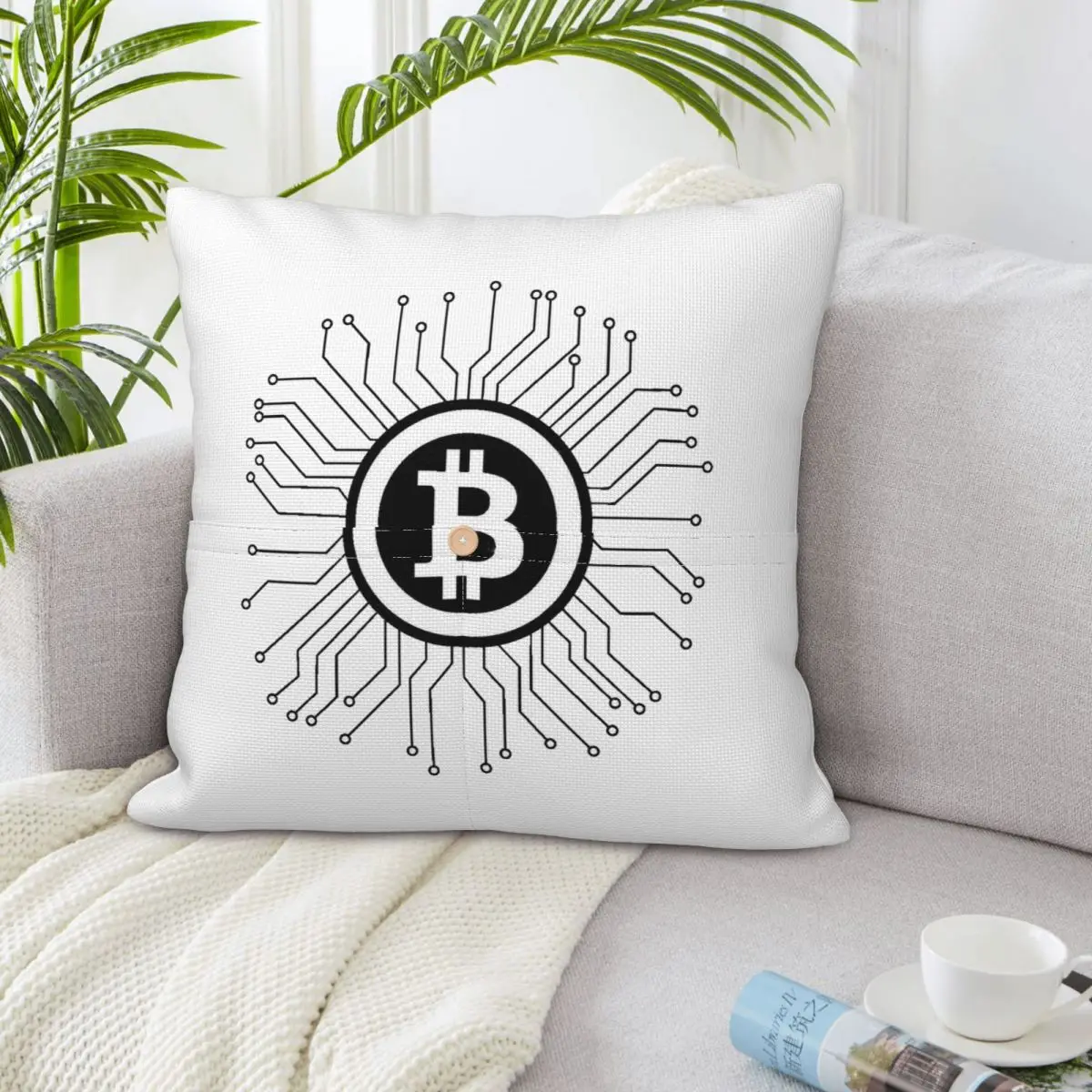 Bitcoin BTC Crypto Currency Square Linen Pillowcase Cushion Cover Polyester Decorative Bed Home Comfort Throw Pillow
