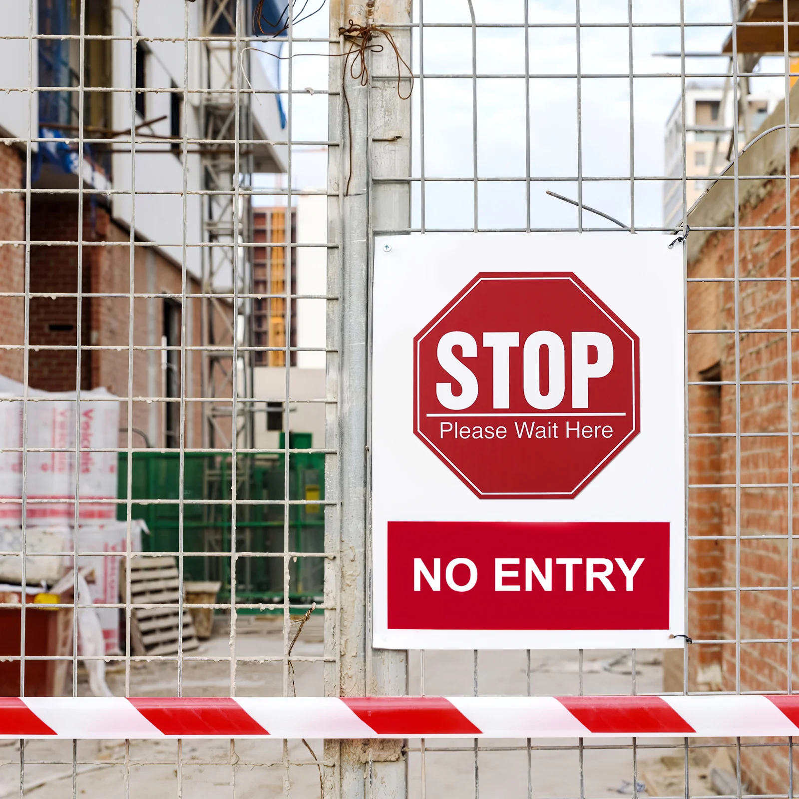 

5 Sheets Social Distancing Bright PVC Floor Stickers Stop Please Wait Here Signs Large Letter Public Safety Awareness Decals