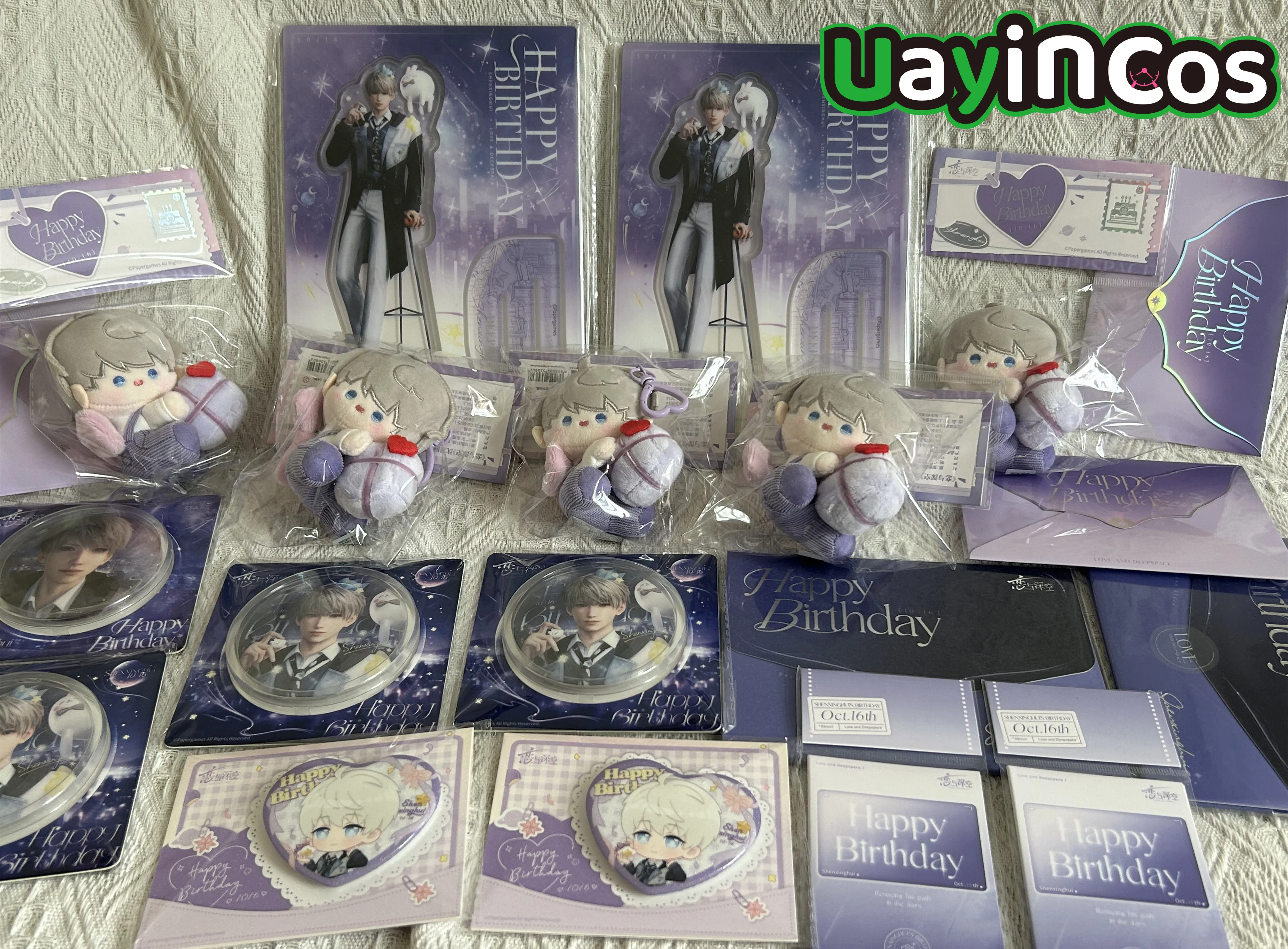 

В наличии: Оригинальный плюшевый брелок-кукла Love and Deepspace Xavier 2025 Birthday Stand с фотокарточкой, настольная аниме-игрушка для детей G