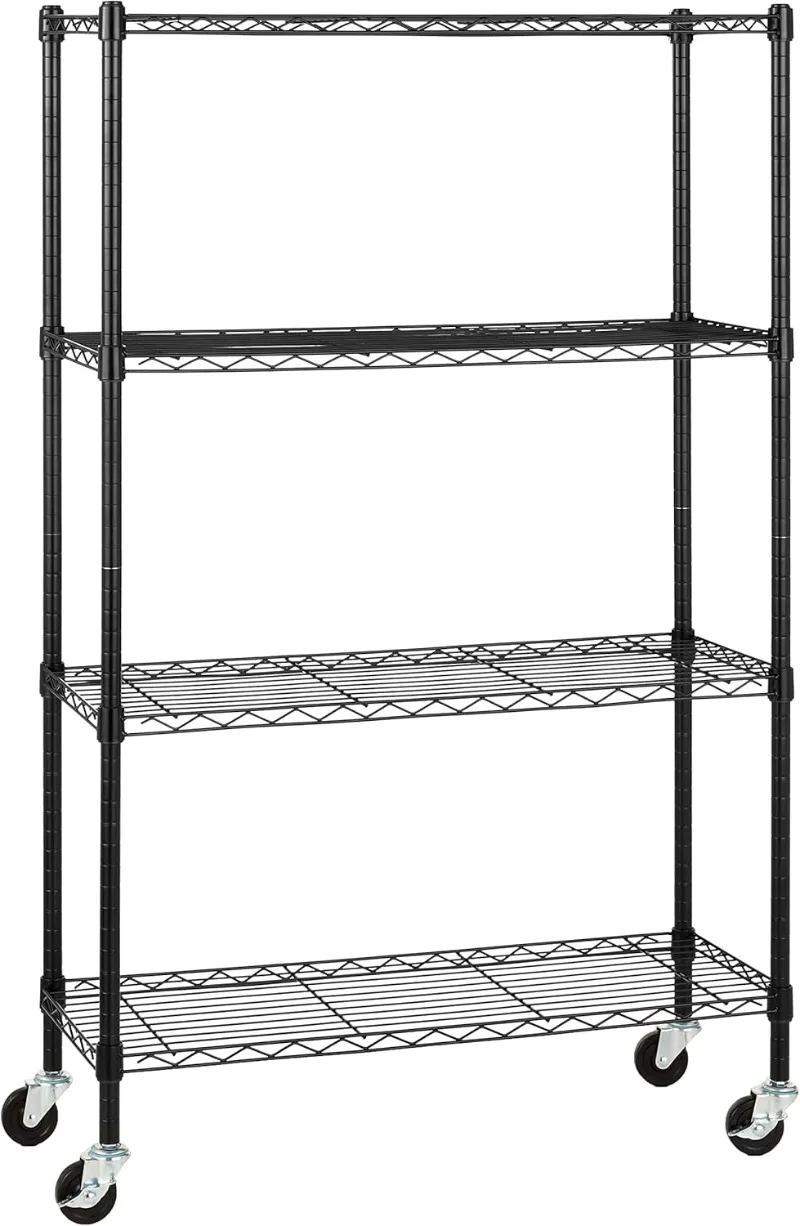 4-Shelf Adjustable, Heavy Duty Storage Shelving Unit on 3'' Wheel Casters, Metal Organizer Wire Rack, 36