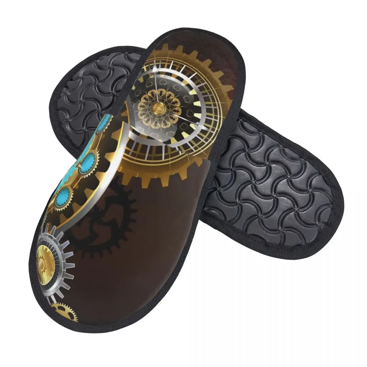 Steampunk Unusual Clock With Gears Comfort Scuff Memory Foam Slippers Women Hotel House Shoes