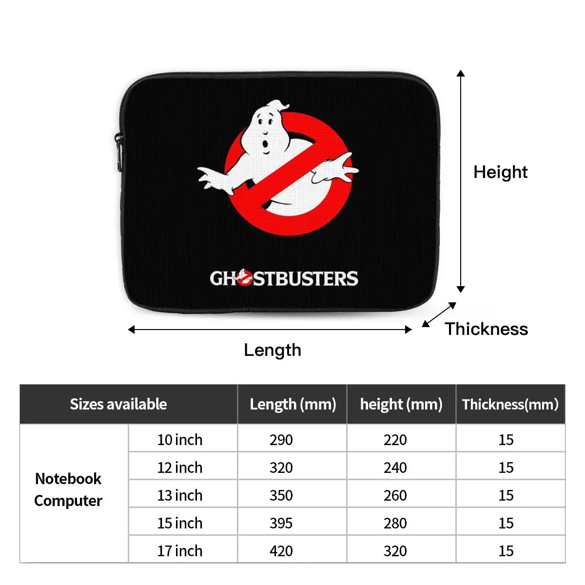 The GhostBusters Logo Pattern  Case Pouch 10 12 13 15 17 Inch Notebook Sleeve Cover Bag Tablet Shockproof Case Bag