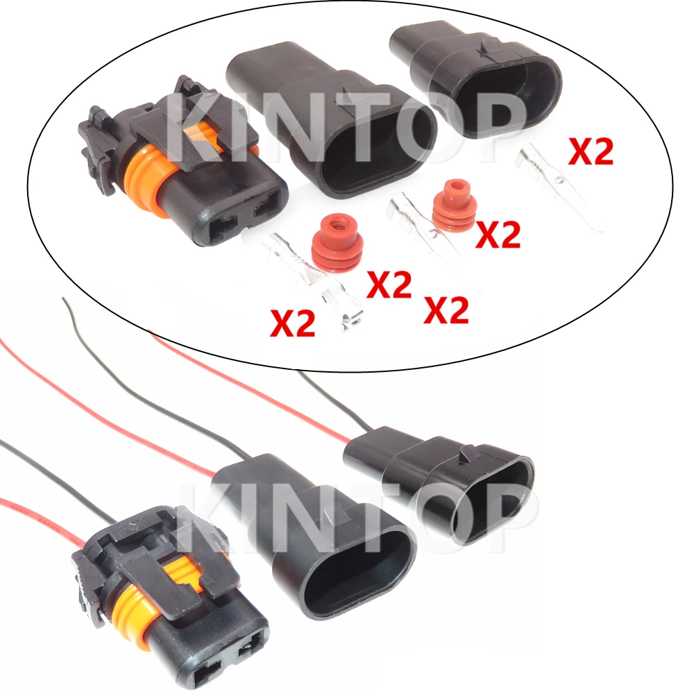 1 Set 2 Pins Auto HID Controller Male Female Waterproof Connector AC Assembly 12059183 Car Hernia Lamp Wiring Terminal Socket