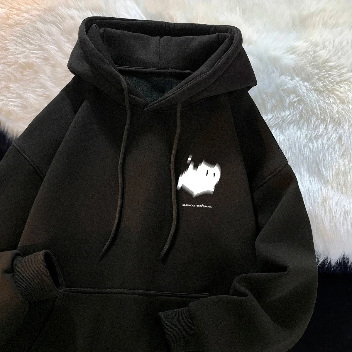 

Hoodie Women's Trendy Versatile Hong Kong Style High Street American Printed Top Autumn and Winter Coat Goth