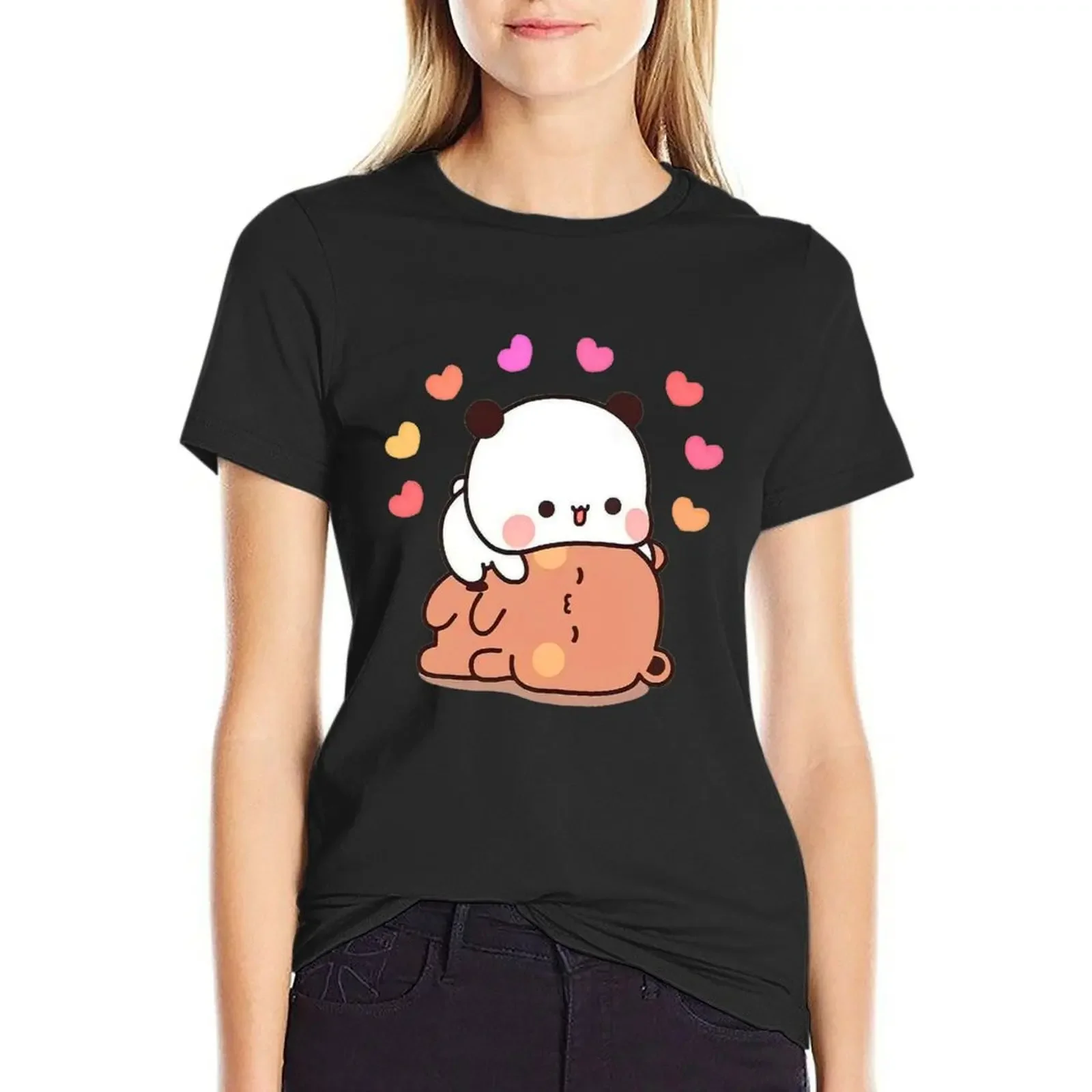 

PANDA BEAR, bubu dudu Cuddling T-Shirt customs design your own korean fashion cute clothes tops Women
