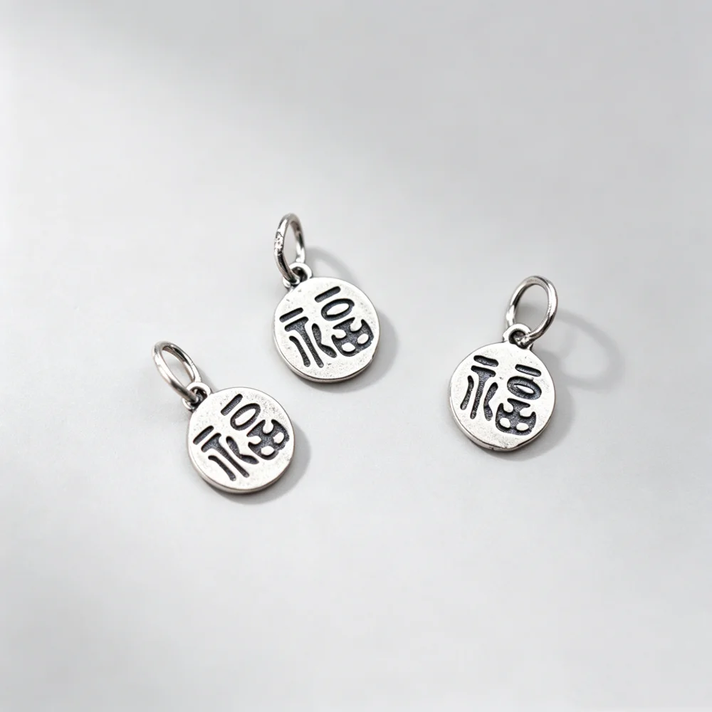 925 Silber Fu-Charakter Charm- – Jewelry Making In La Bewertung und Preis