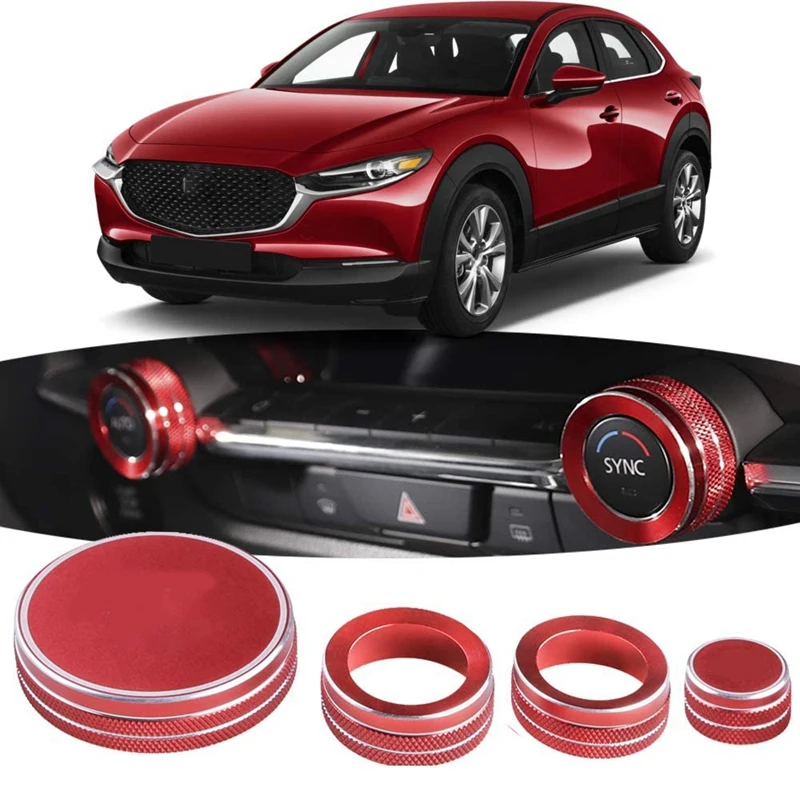 For Mazda CX-30 CX30 2021 2020 Multimedia Switch Trim Cover A/C Knob Ring Cover Sticker Interior Modification Parts