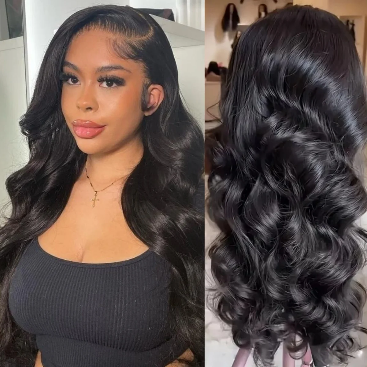 

Body Wave 5×5 Lace Frontal Human Hair Wigs Natural Color 13×4 Transparent 220Density Pre Plcked 13×6 Lace Front Wig For Women 1B