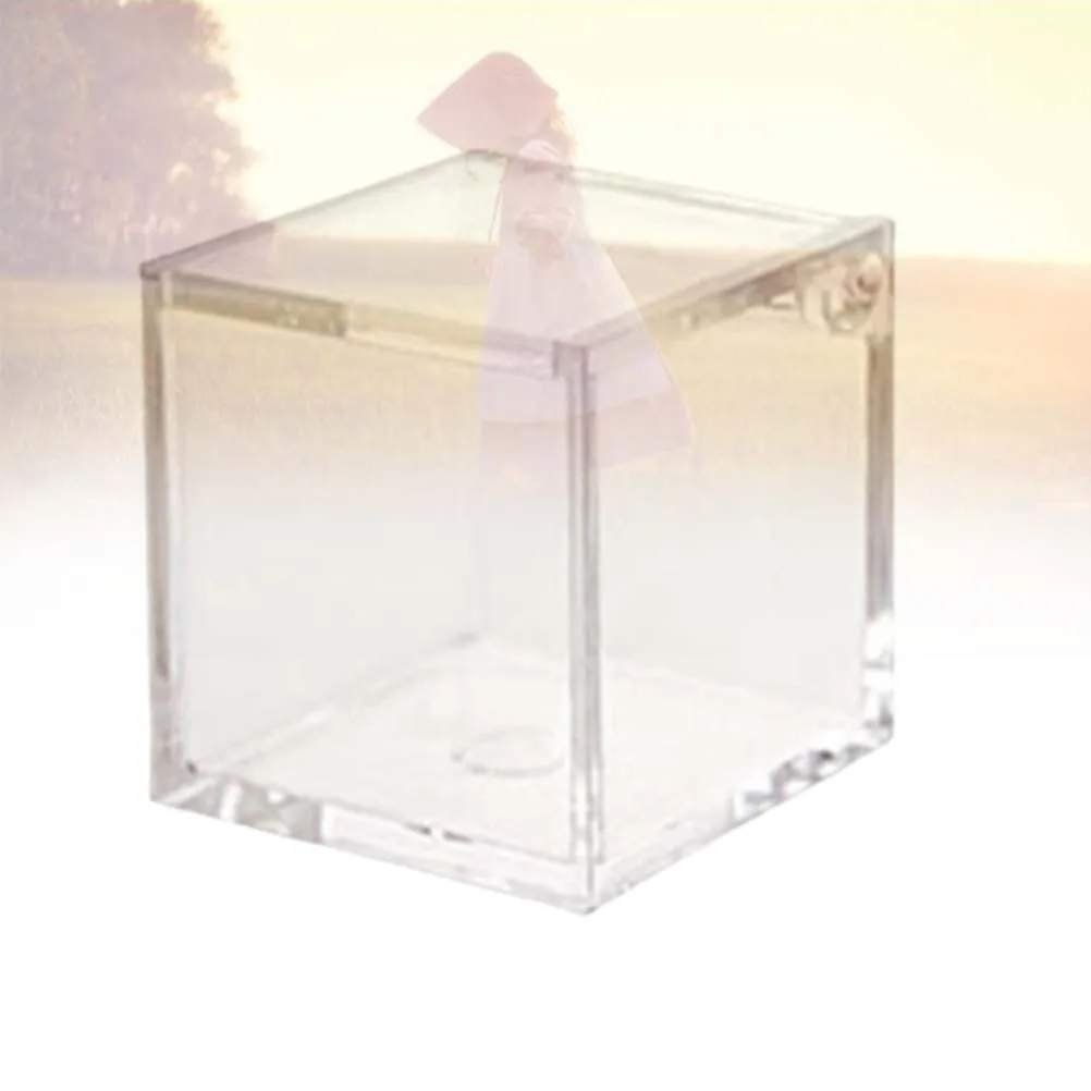 

12 pcs Transparent Cube Candy Box Eco-Friendly Plastic Gift Boxes Christmas Party Favors Storage Packaging 4.5X4.5Cm
