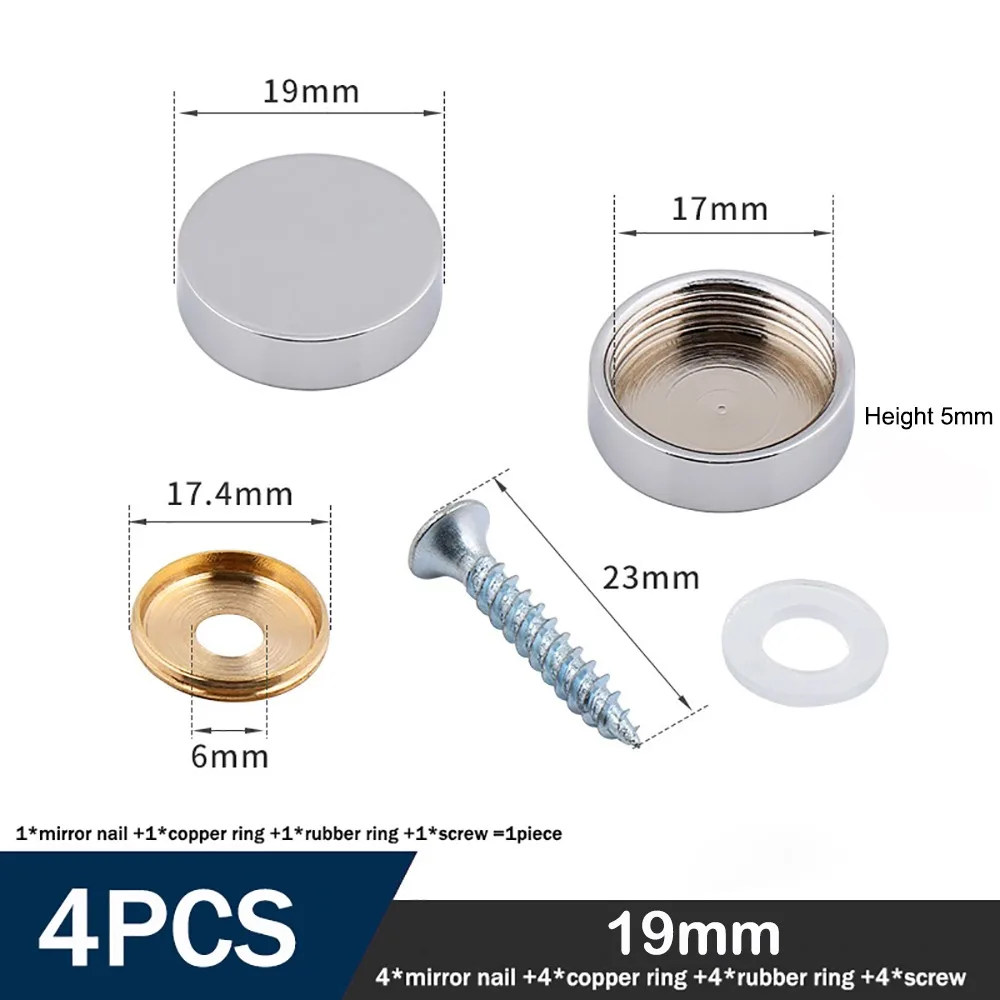 Home Improvement Copper Screws Decorative Cap Silver Multiple Sizes Decoration Screw Covers Mirror Fasteners Glass