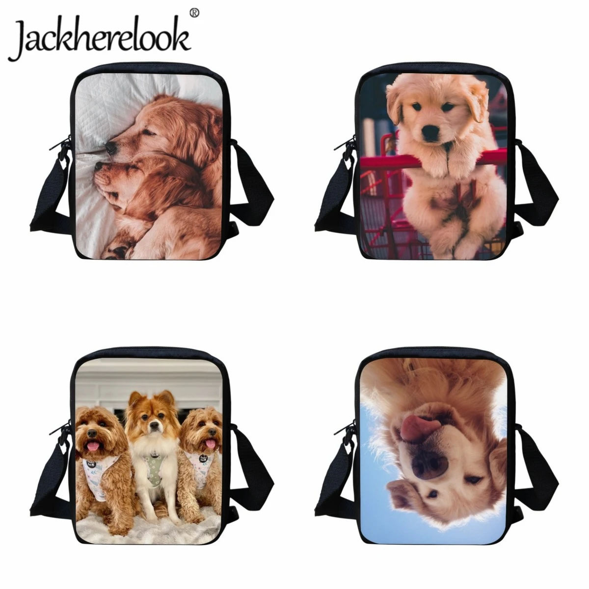 Jackherelook 3D Puppy Pattern borse a tracolla per ragazzi Lunch Bag School Children zainetto bambini borse da viaggio giornaliere ragazze Bookbags