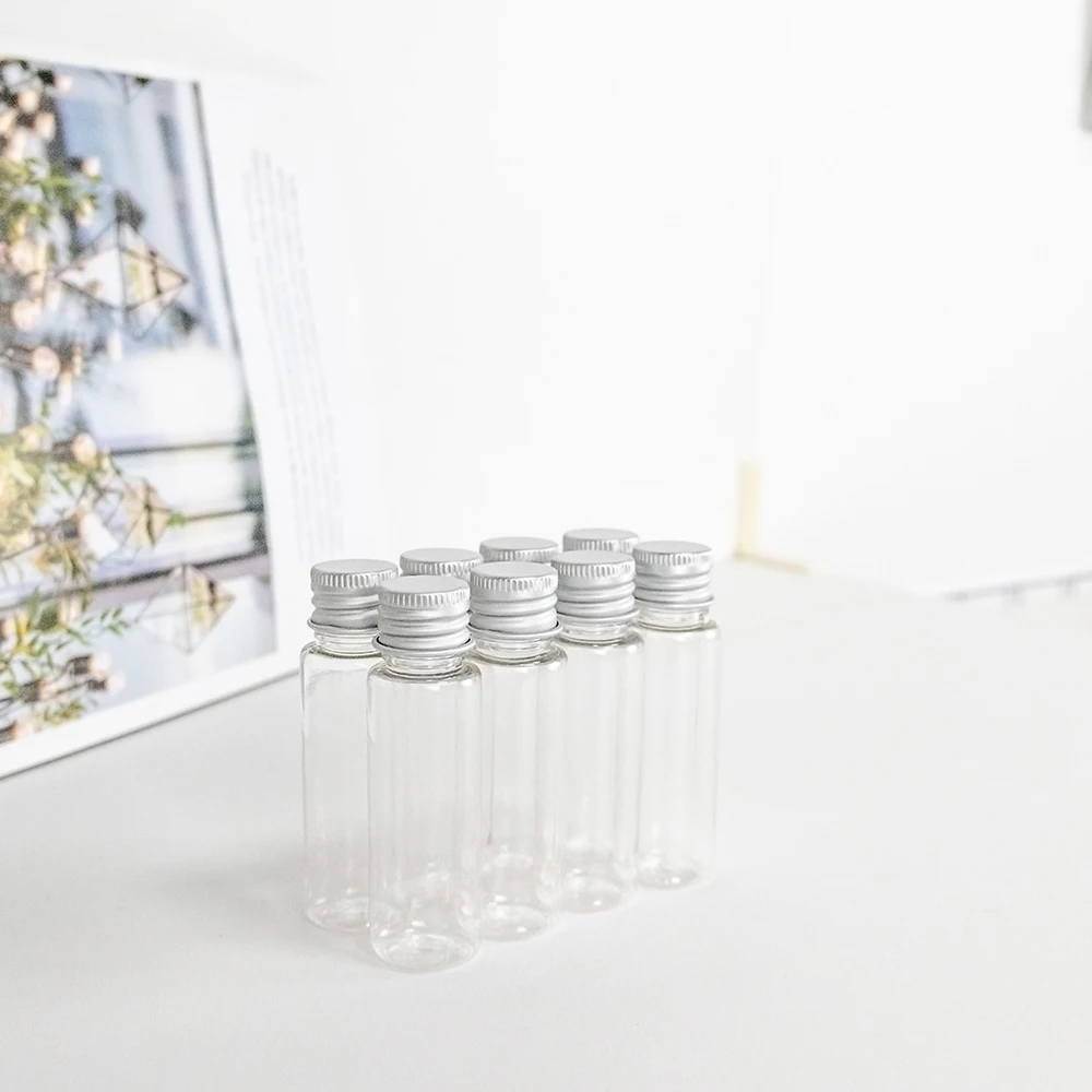 25ml Empty Cosmetics Container Clear Plastic Bottles Reusable Gifts Jars Hot Selling Aluminum Cover Vials 20Pcs or 100Pcs