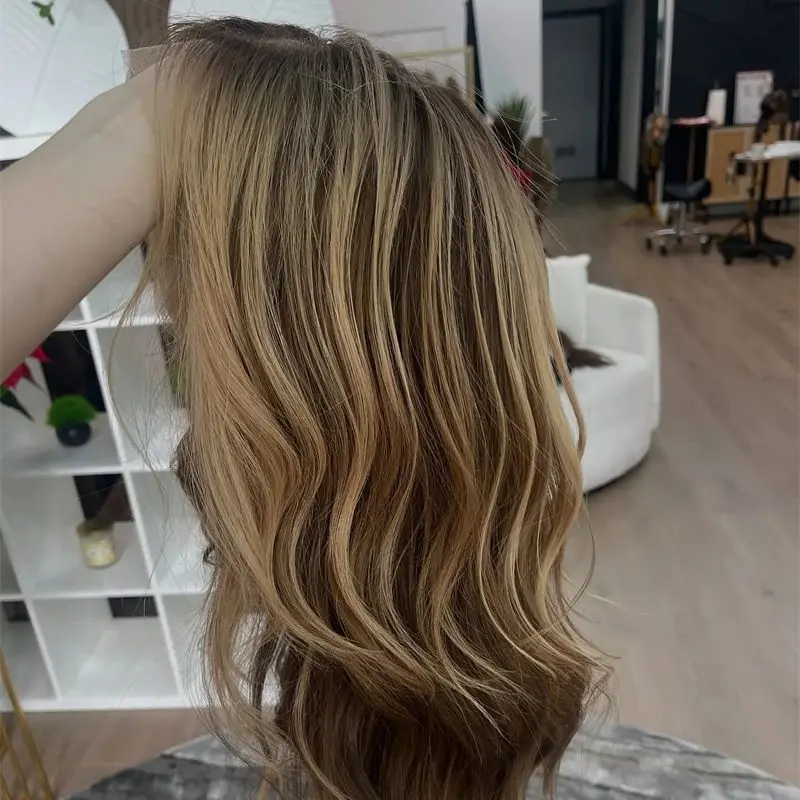 

High Quality Wig Ombre Blonde Brown Colored Good Quality Synthetic HD Lace Front Wigs Wavy Wigs Heat Resistant Wigs Easy to Wear