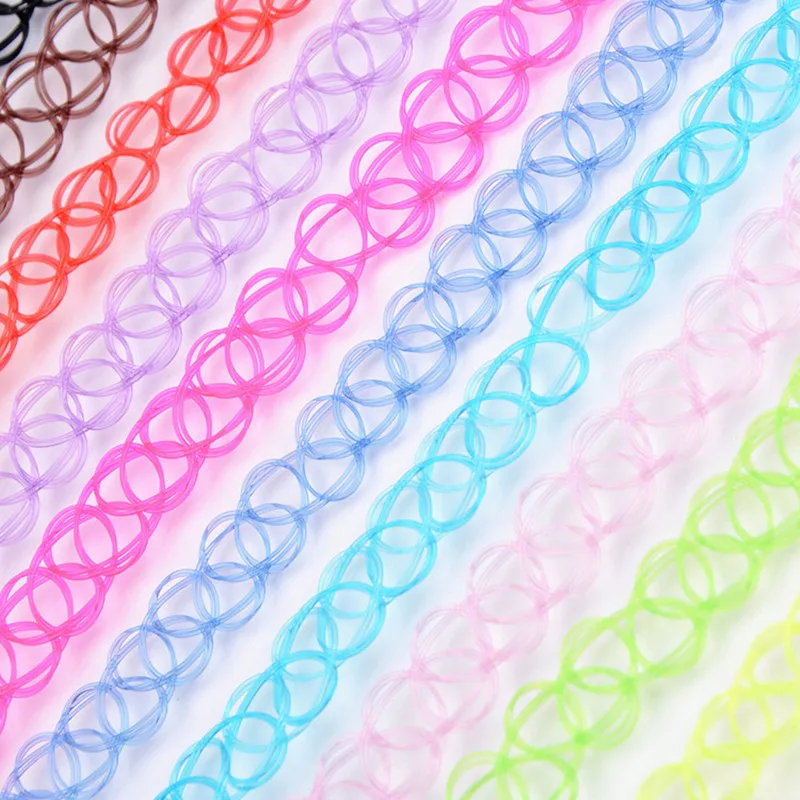 12 Stück/Set Vintage Bunte Halsketten Mädchen Gothic Choker Halsketten für Frauen Mädchen Tattoo Elastische Gothic Choker Halsketten – Detail 5