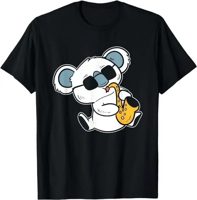 Koala playing Saxophone Band Member T-Shirt, Size S-5XL