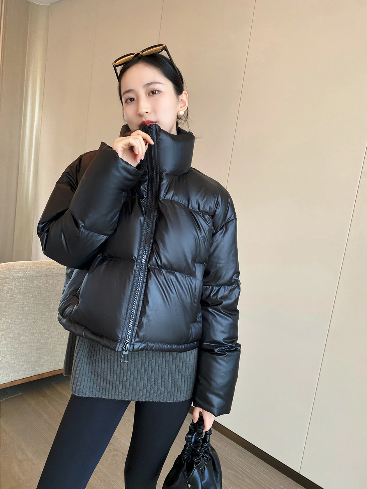 

PINSTUDIO Women's Thiened White Du down Jaet Commute Sle Winter Outerwear ort Coat Warm Faionable 2026 New