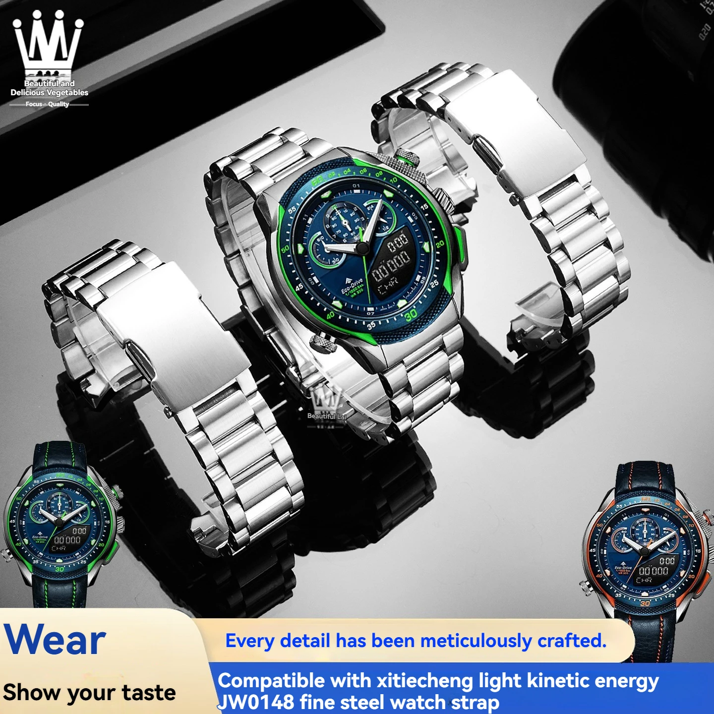 For Citizen Solar energy perpetual calendar watch strap JW0148/JW0139 arc metal bracelet stainless steel strap accessories
