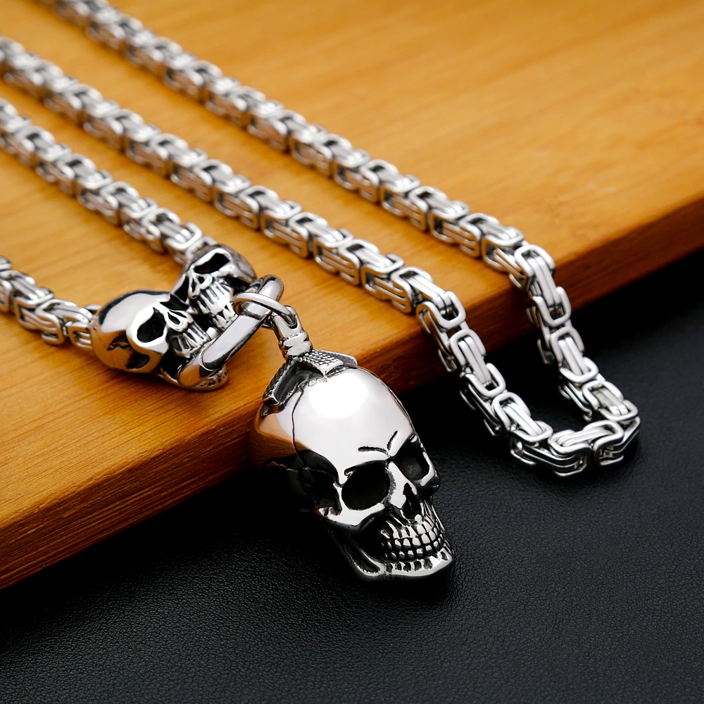 Vintage 316L Stainless Steel Skull Necklaces For Men Women Gothic Punk Skull Head Pendant Party Biker Fashion Hip Hop Jewelry view 6