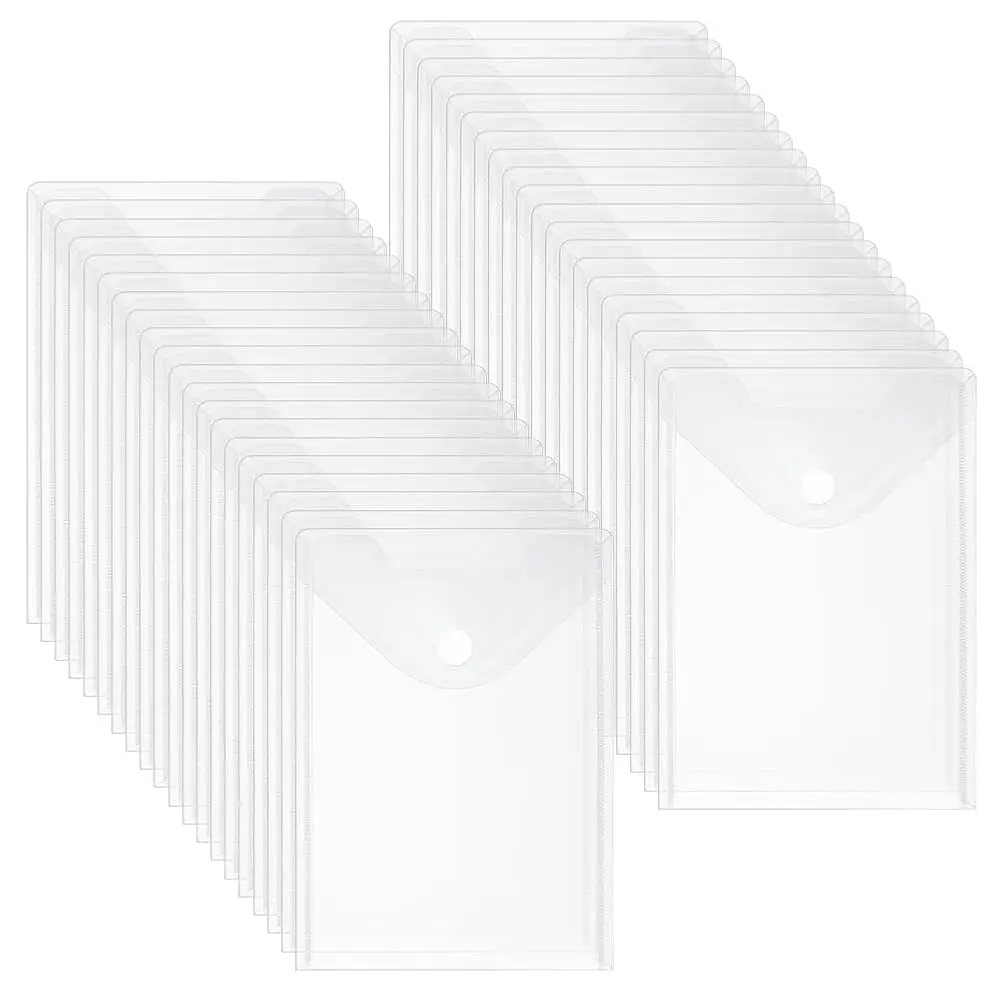 

96 Pack Plastic Envelopes, 7 X 10 File Envelope with Hook & Loop Closure Small Bill Storage Bags A5 Clear File Folders for Sc