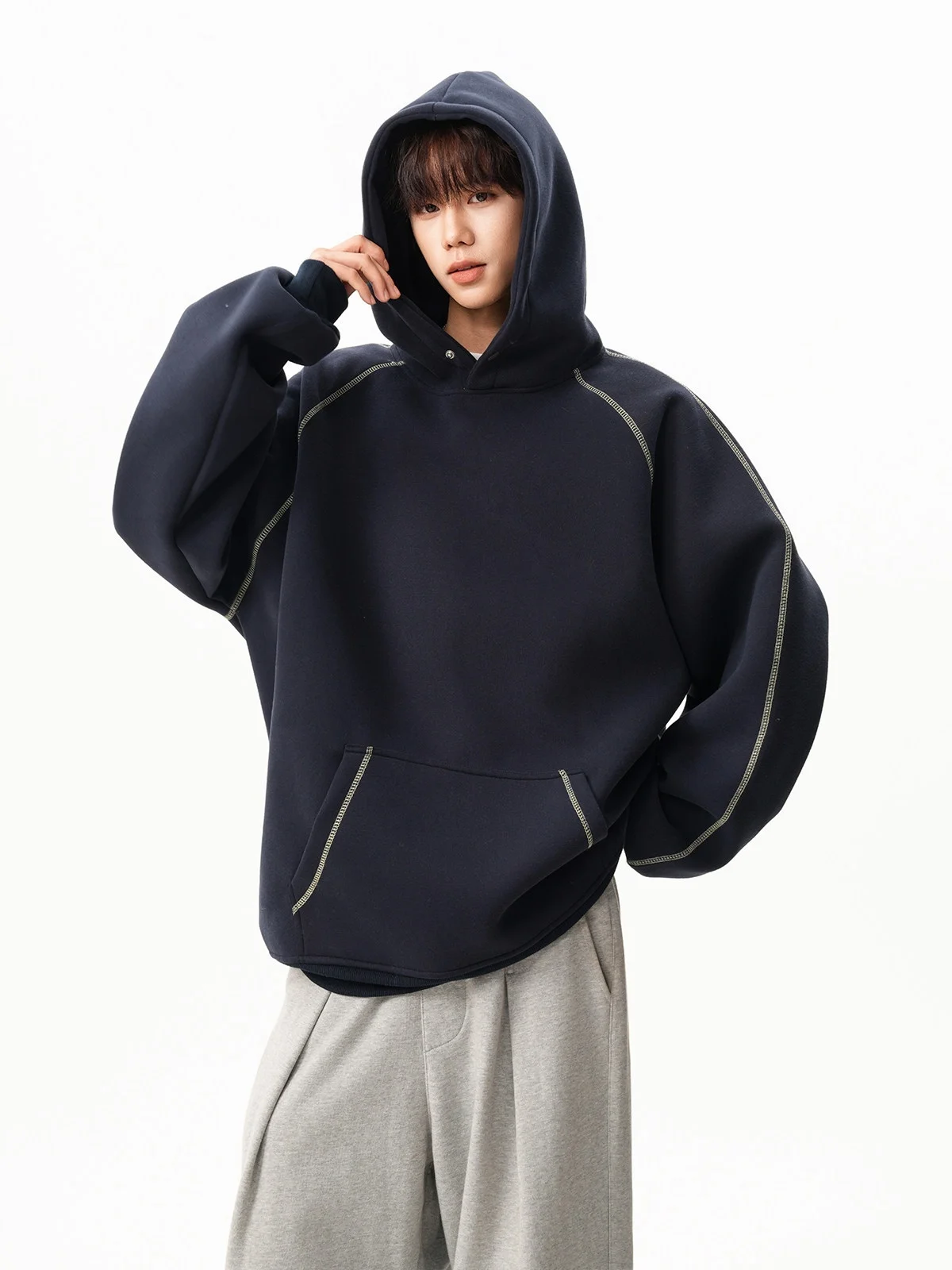 

Mens With Hat Hoodies One Piece Cold Weather Lambswool Thermal Layer Thickened Fleece Interior Warm Protection Practical Fashion