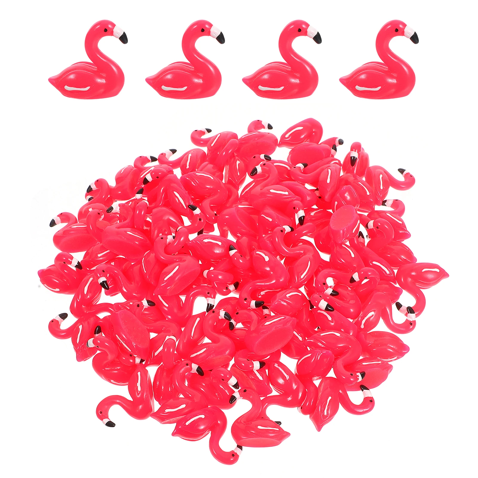 

100Pcs Miniature Flamingo Statues Resin Pink Decor for DIY Micro Garden Home Office Fairy Landscaping Tropical Party Supplies