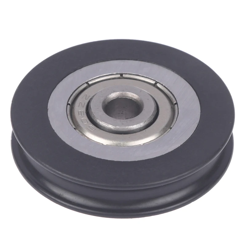 6*39*8mm Shift Door Pulley Concave Wheel U Groove Wire Rope Over Line Wheel, Rubber Wrapped Plastic Nylon Bearing Roller