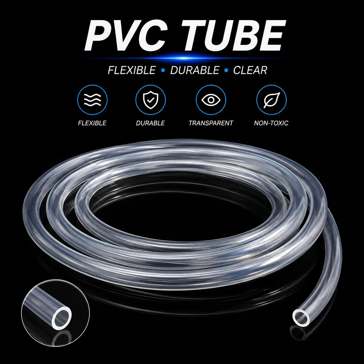 High Quality Transparent PVC Pipe, Inner Diameter 2-25mm, Fish Tank Water Pipe Accessories Available in Multiple Specifications