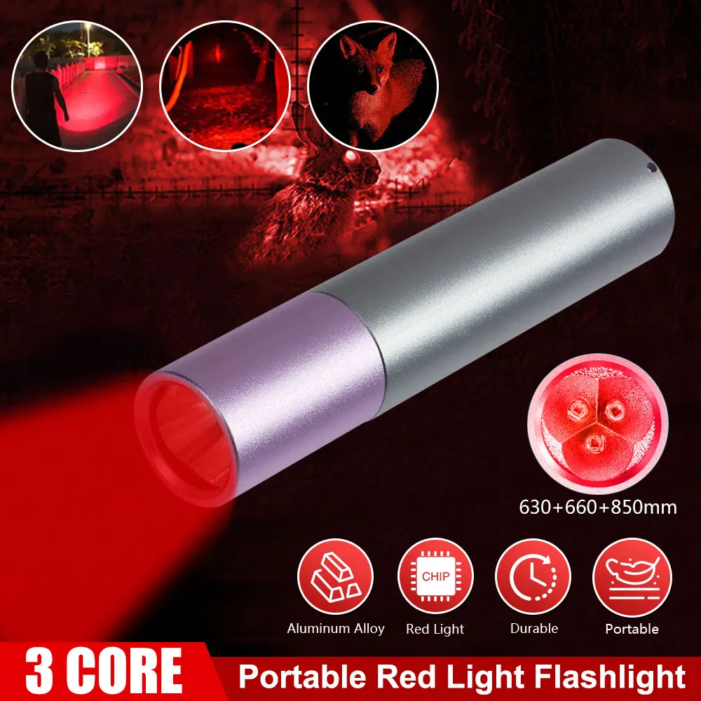 Lampe de poche portable à lumière rouge infrarouge, 630, 660, 8503, vente chaude, 1 pièce