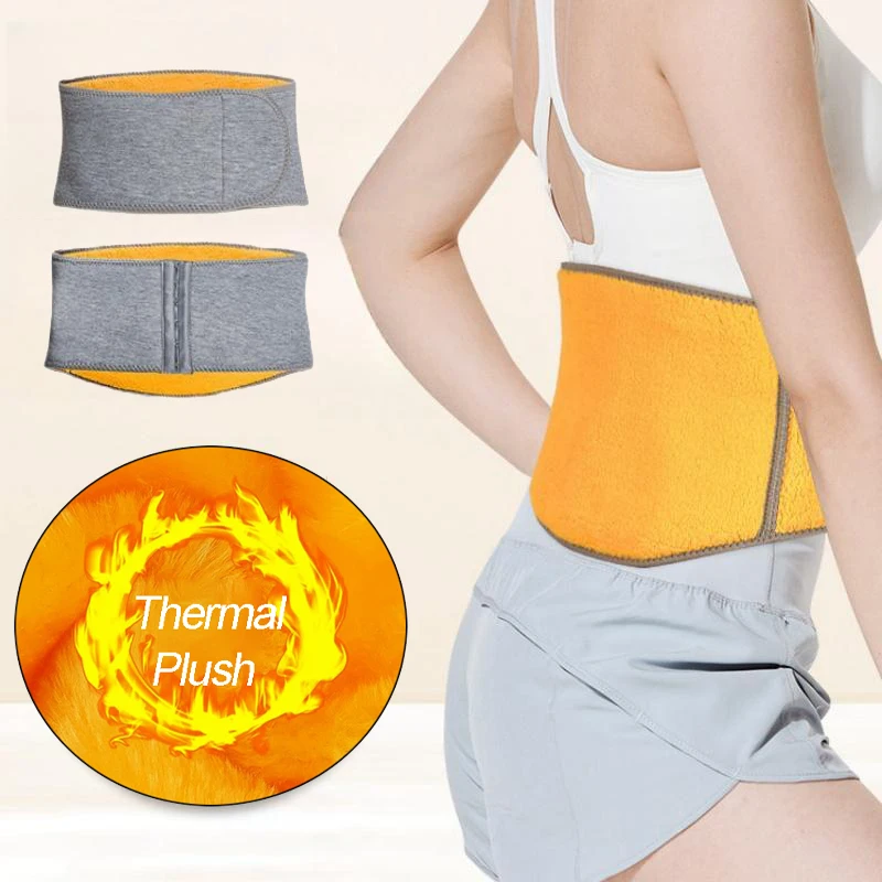 Men Women Warm Waist Support Belt Thermal Fleece Lumbar Brace for Elderly Stomach & Back Pain Relief Waist Warmer Stomach Wrap
