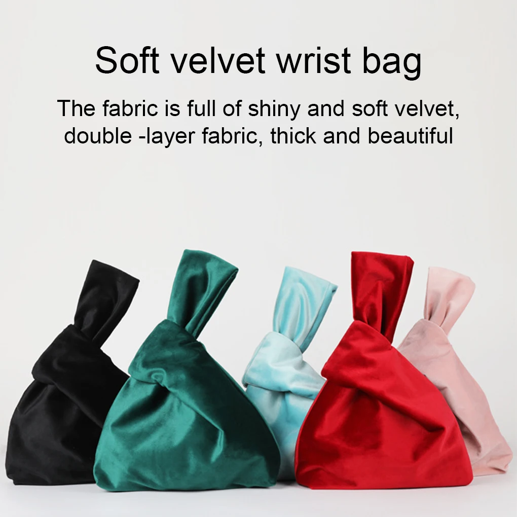 Elegant Style Handbag Gift For Women Velvet Wrist Bag And Wiring Is Neat Colorful Velvet Wrist Bag blackish green