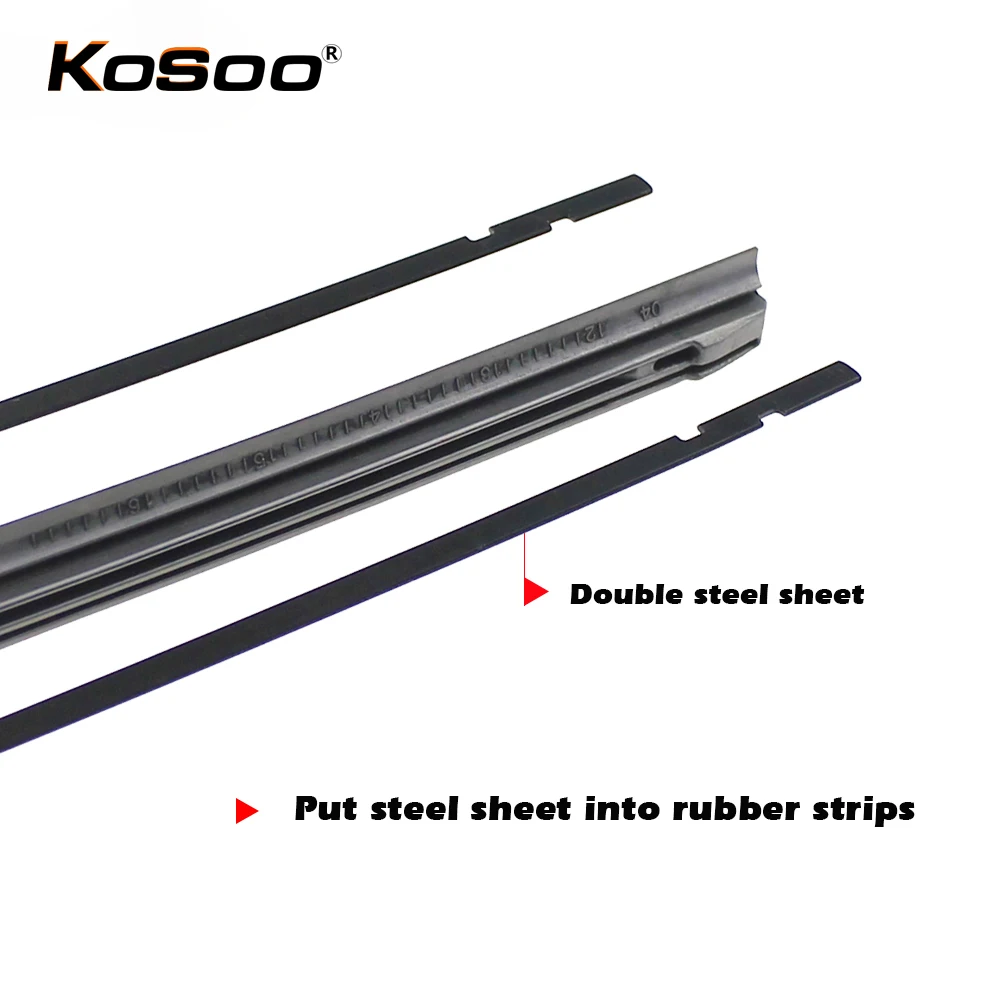KOSOO 2PCS Car Wiper Blade Windscreen Natural Rubber Replacement Strip 8MM 14\